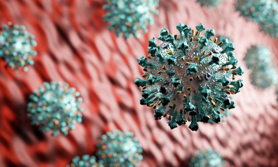Coronavirus attack in microscopic view. Virus from Wuhan